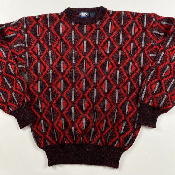Vintage NWOT Knightsbridge Abstract Geometric Sweater Men's Medium Dad Grandpa - Picture 1 of 9